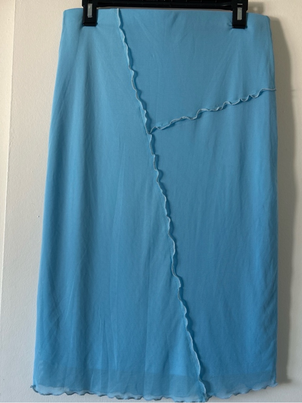 love, Fire Light Blue Midi Skirt with Ruffle Seam Detail - Picture 2 of 6